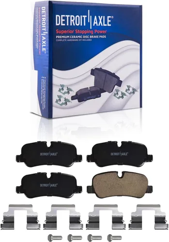 Vista 3 de Detroit Axle - Pastillas de freno para Land Rover Range Rover Sport LR3 2006-2009 pastillas de freno de cerámica delanteras y traseras con repuesto