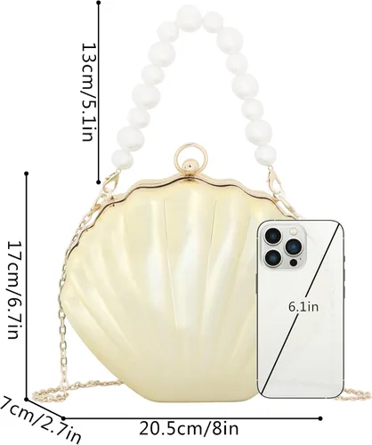 Vista 5 de Women Mini Seashell Evening Clutch Top-Handle Bag Cross-body Bag