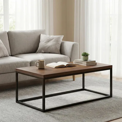 Vista 11 de CENSI - Mesa de centro de mármol blanco de 40 pulgadas, tamaño mediano Mesa de cóctel rectangular industrial de 1.2 pulgadas extra gruesa, patas