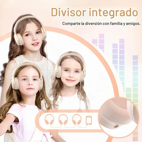 Vista 8 de ADOOPE - Auriculares para niños con cable, conector de 3,5 mm, control de volumen seguro de 85/94 dB, micrófono incorporado, auriculares para Beige