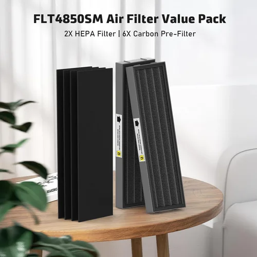 Vista 5 de Filtro B de repuesto HEPA transparente de humo compatible con AC4825 AC4300 AC4800 AC4900 AC4850, 2 filtros HEPA verdaderos y 6 prefiltros de carbón