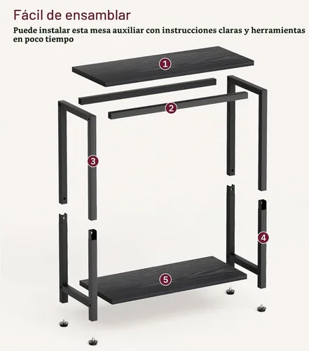 Vista 6 de SLEEPING LAMB Mesa auxiliar estrecha pequeña para espacio pequeño, mesa auxiliar de sofá de 2 niveles, mesa de noche delgada para sala de estar