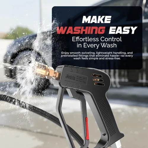 Vista 8 de Pistola de lavado a presión – Pistola de lavado de energía corta de 4000 PSI con giro de 360°, conexión rápida de 3/8 pulgadas, mango