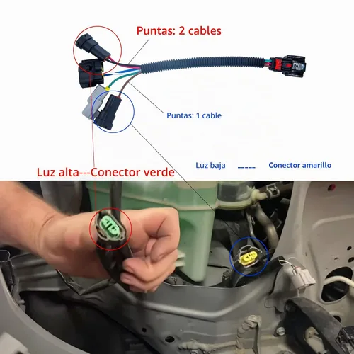 Vista 4 de Mejora de arnés de conversión de faros LED, actualización de arnés de cables de faros compatible con Toyota Tacoma 2016-2023 para usar faros LED