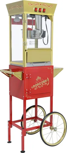 Vista 16 de Máquina de palomitas de maíz de 8 onzas con carrito y ruedas, máquina para hacer palomitas de maíz, estilo cine para el hogar, fiestas, Navidad, uso
