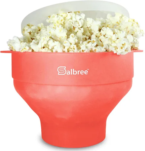 Vista 22 de La máquina original de palomitas de maíz Salbree plegable de silicona para microondas, recipiente microondas con capacidad para 16 tazas, utiliza