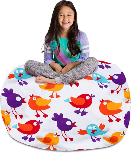 Vista 90 de Posh Creations Funda de puf para niños con almacenamiento para animales de peluche - Organizador de juguetes para niños, Mediano 68.58 cm - Lona