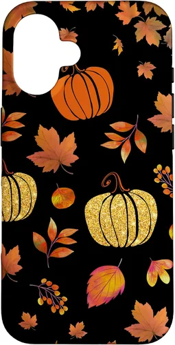 Vista 32 de Fall Leaves and Pumpkins Pattern Halloween Autumn Case for iPhone 17
