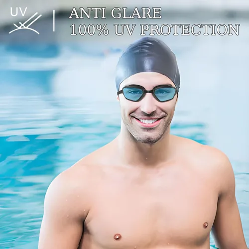 Vista 5 de Gafas de natación para adultos, sin fugas, antiniebla, anti UV, para hombres y mujeres, visión clara