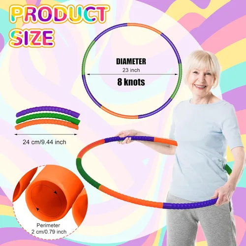 Vista 2 de Sratte 6 piezas de aros de ejercicio desmontables ajustables de plástico, anillos de juguete que se unen con clic, juguetes de color para patio