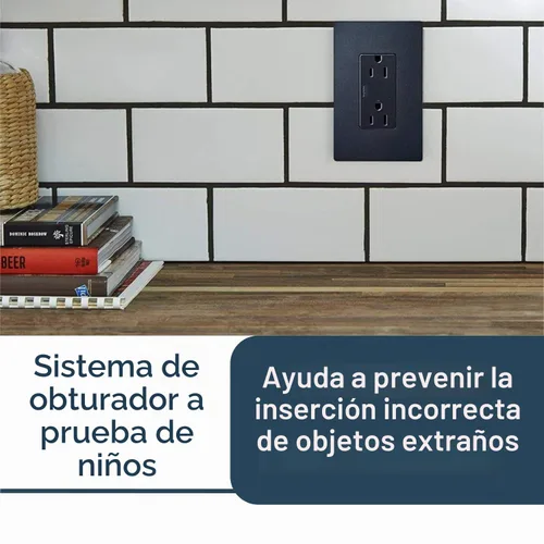 Vista 4 de Legrand Radiant - Salida decorativa de 15 amperios resistente a manipulaciones, grafito oscuro, 1 paquete