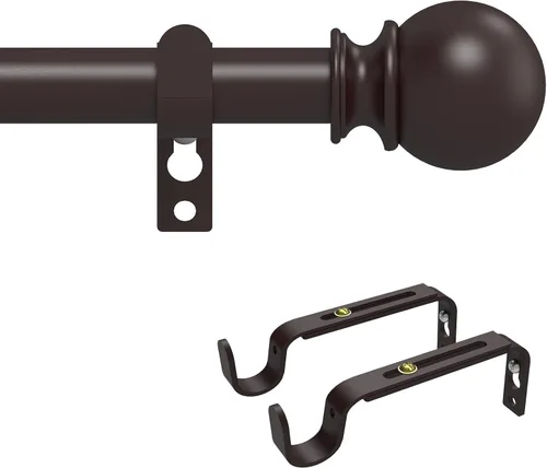 Vista 14 de Barras de cortina negras para ventanas de 28 a 48 pulgadas, 5/8" de diámetro, barra de cortina metálica resistente ajustable pequeña con soporte