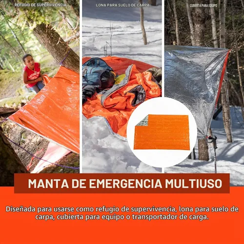 Vista 6 de SOL - Manta de emergencia reflectante al 90 % del calor, naranja, 56 x 84