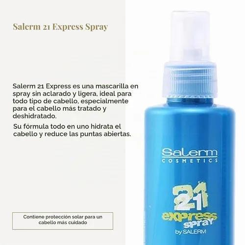 Vista 2 de SALERM - Mascarilla sin enjuague - Salerm 21 Express Spray - 6.4 fl oz - con proteína de seda - Repara el cabello dañado - Hidrata el cabello
