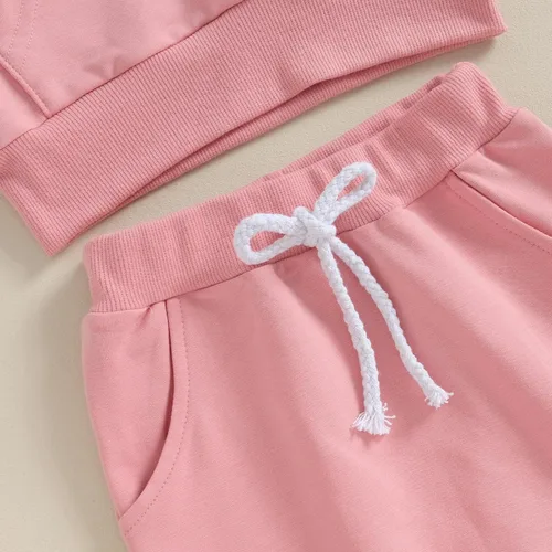 Vista 7 de Gueuusu Conjunto de sudadera con capucha y pantalones deportivos de manga larga para bebé niño y niña, para otoño e invierno