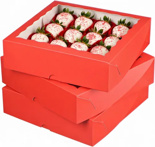 Vista 11 de TEMLQPACK 25 cajas de panadería marrones de 9 x 9 x 2.5 pulgadas con ventana para galletas, macarrón, fresas cubiertas de chocolate, mini pastel