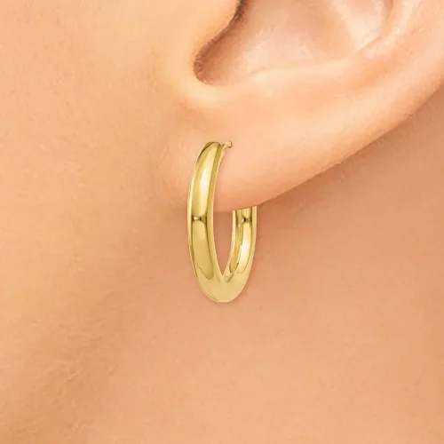 Vista 3 de 3mm x 20mm 14K oro amarillo pulido Endless Tubo arete de aro