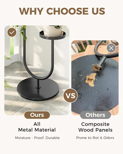 Vista 4 de Bamworld Soporte de plantas mejorado para exteriores, soporte de metal para plantas, soporte de esquina para interiores, estante de plantas de 2