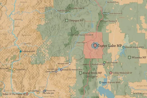 Vista 2 de Best Maps Ever Oregon State Parks & Federales - Póster de 24 x 36 pulgadas (camello y azul pizarra)