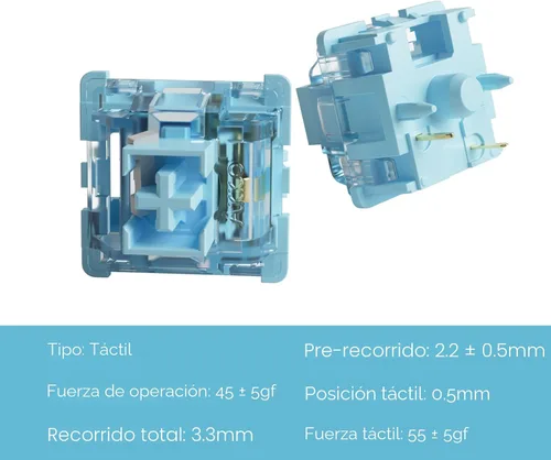 Vista 2 de Akko V3 Creamy Blue Pro - Interruptor de teclado con vástago a prueba de polvo para teclado mecánico gaming, interruptores de teclas táctiles