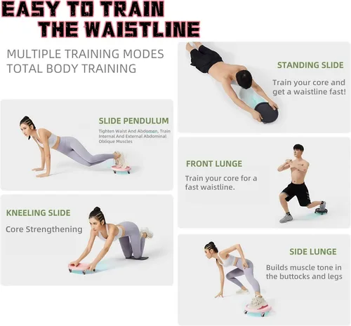Vista 2 de Rueda de rodillo abdominal, tabla de rueda abdominal multifuncional para mujer con paspartú, rotación de 360°, para gimnasio en casa, quema de grasa