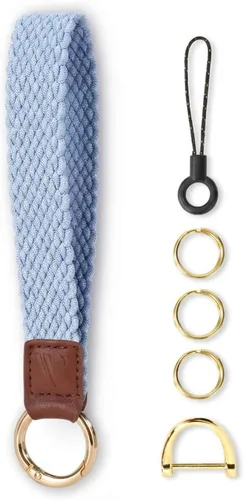 Vista 14 de WEESMILE - Llavero de muñeca elástico, bonitos llaveros de muñeca para mujer Car Keychain for Keys, Elastic Wrist Strap, Breathable Woven