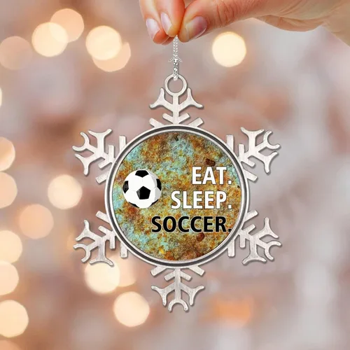 Vista 10 de Adornos de metal con diseño de copo de nieve para fanáticos de los deportes, talla única, adorno de Navidad, recuerdo de recuerdo para decoración