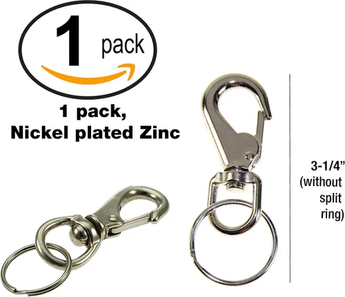 Vista 4 de Lucky Line 3-1/4" Heavy Boat Snap, cinc niquelado con llavero dividido de 1-1/2" (44701)