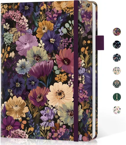 Vista 29 de Taja Cuaderno rayado para mujeres y hombres, diario de cuero de tapa dura para escribir, cuaderno de rayas universitarias A5 para trabajo y toma