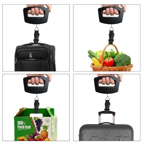 Vista 5 de Báscula digital de equipaje báscula colgante con pantalla LCD retroiluminada, función de tara de hasta 110 libras 110.2 lbs, báscula de equipaje