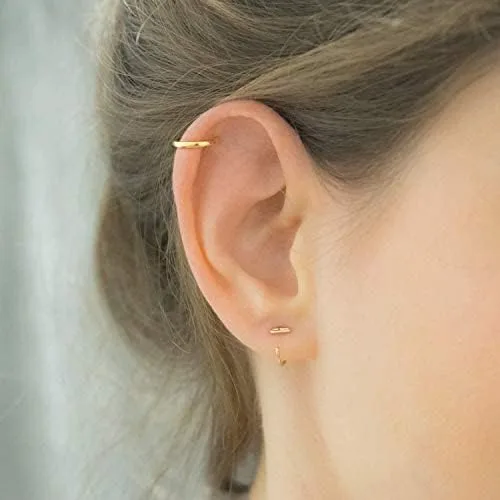 Vista 5 de Aretes de barra pequeña para abrazar, aretes de abrazo