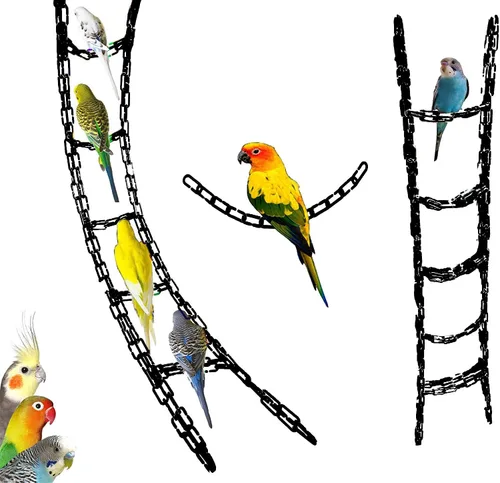 Vista 4 de 200 piezas de eslabones de plástico negro y juguetes - Clip en C entrelazado para jaula de pájaros accesorios para periquitos, planeadores