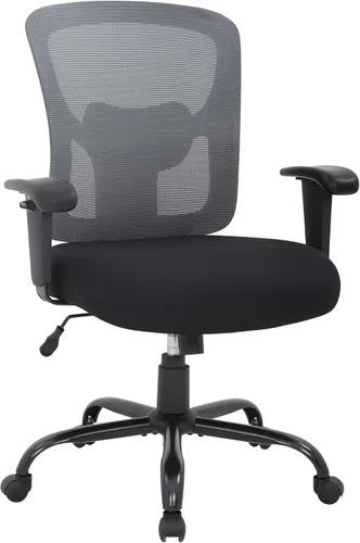 Vista 8 de PayLessHere Silla de escritorio ergonómica, silla de oficina, silla de computadora de 500 libras con soporte lumbar, asiento ancho, brazos de Blanco