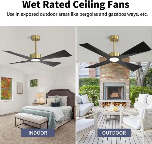 Vista 8 de WINGBO Ventilador de techo para exteriores de 64 pulgadas con clasificación húmeda, 4 cuchillas de plástico ABS, motor CC reversible, control remoto