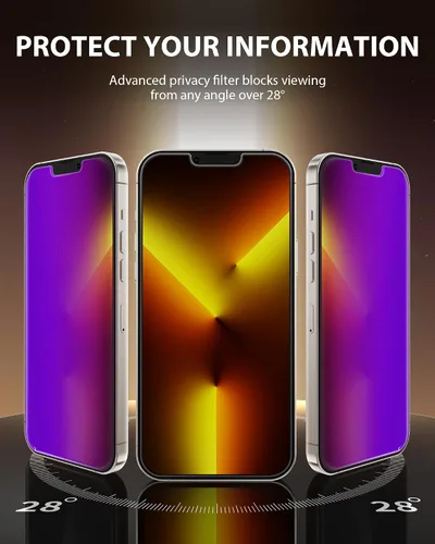 Vista 5 de PDDKISS Compatible con iPhone 13 Pro Max Protector de pantalla de privacidad/Protector de pantalla para iPhone 14 Plus de 6.7 pulgadas, degradado