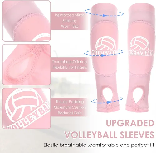 Vista 3 de Abeillo 1 par de mangas de voleibol para brazos, mangas de antebrazo para pasar y golpear con almohadillas de espuma de protección y orificio