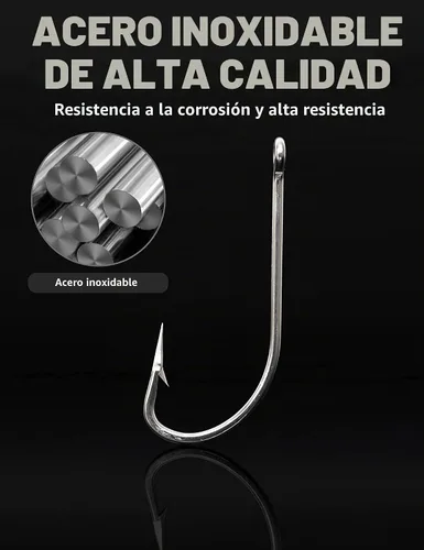 Vista 4 de BLUEWING Ganchos de acero inoxidable SS O 'Shaughnessy 5pcs/10pcs Heavy Duty Long Shank para agua salada y agua dulce