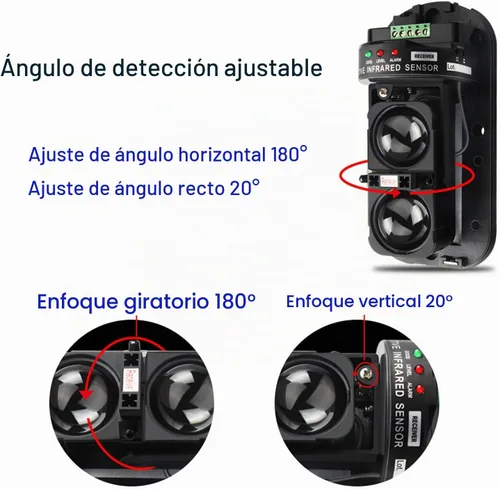 Vista 5 de Alarma de sirena industrial con sensor infrarrojo de haz invisible impermeable de 328.1 ft, 120 dB, volumen de tono ajustable, kit de alarma