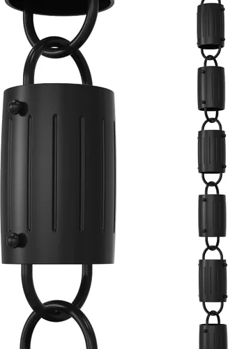 Vista 6 de Rain Chains Direct Extensión de cadena de lluvia de eslabones cuadrados, 3 pies de largo, aluminio, recubierto con polvo negro, reemplazo funcional