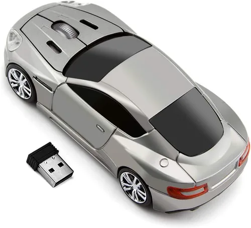 Vista 4 de Ratón inalámbrico del coche deportivo Gaming Ratones ópticos Receptor USB portátil 2.4GHz (gris)