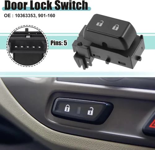 Vista 2 de ACROPIX Interruptor de bloqueo de puerta de automóvil de repuesto para Chevy Silverado 1500 - Paquete de 1 negro