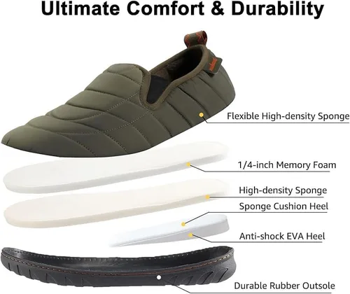 Vista 4 de Pantuflas para hombre de espuma viscoelástica para exteriores, zapatos de casa para interiores