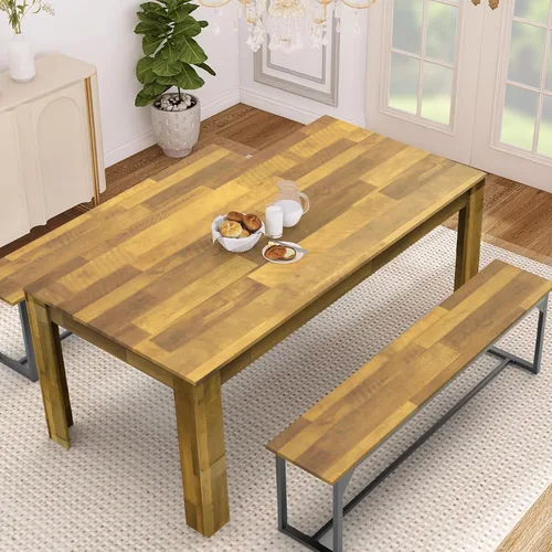 Vista 7 de 71" Kitchen Dining Table for 6-8, Farmhouse Wood Rectangular Dinner Table