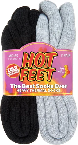 Vista 22 de HOT FEET Calcetines térmicos para mujer, calcetines térmicos para clima frío, gruesos y cálidos, para senderismo, calcetines aislados, tallas