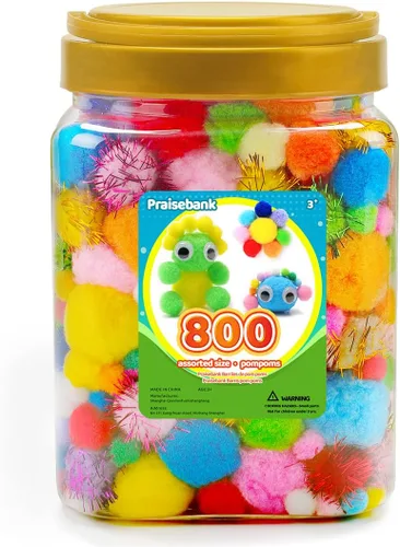 Vista 54 de Praisebank Pompones Negros - 2000 piezas, 1cm, Ideales para Artes y Manualidades, Bolas de Pompón en Frasco