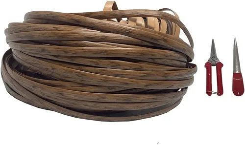 Vista 4 de Kit de material de reparación de ratán de color de grano de madera (mimbre + herramientas de tejer) adecuado para mesas y sillas, muebles de terraza