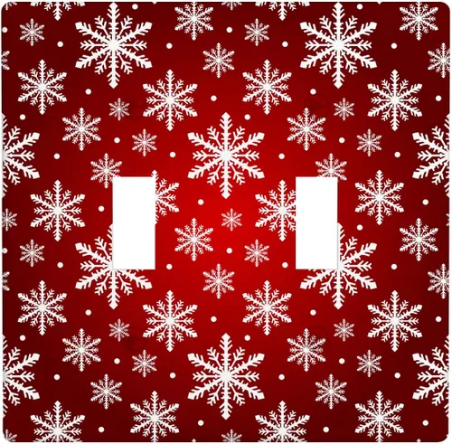 Vista 71 de Cubierta de interruptor de luz dúplex de 1 banda, cubierta decorativa de Navidad con copos de nieve rojos, placa frontal decorativa para cocina