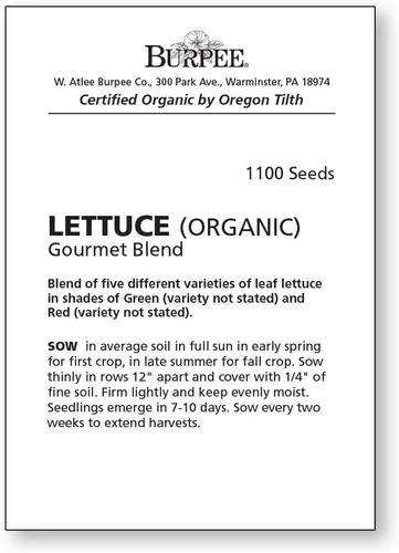 Vista 3 de Burpee Gourmet Blend Semillas de Lechuga 1100 semillas