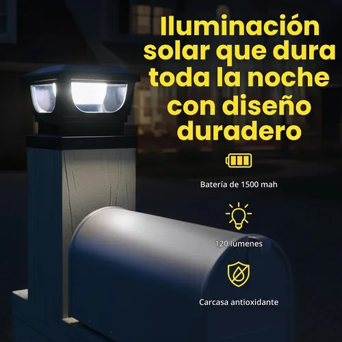 Vista 2 de Brighticonic Luces solares para tapa de poste para exteriores de 4 x 4, 3 x 3 – Luces de poste de encendido/apagado automático alimentadas por BLK