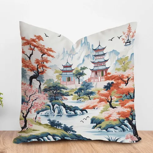 Vista 37 de ArogGeld Funda de almohada blanca con flores chinoiserie, funda de almohada para sofá, diseño floral verde y blanco, funda de almohada de lino A-12